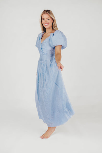 ASTR Linette Jacquard Midi Dress in Blue