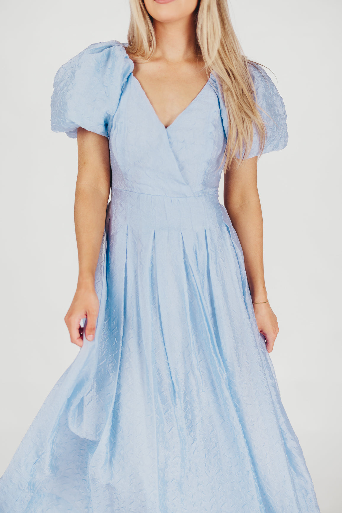 ASTR Linette Jacquard Midi Dress in Blue