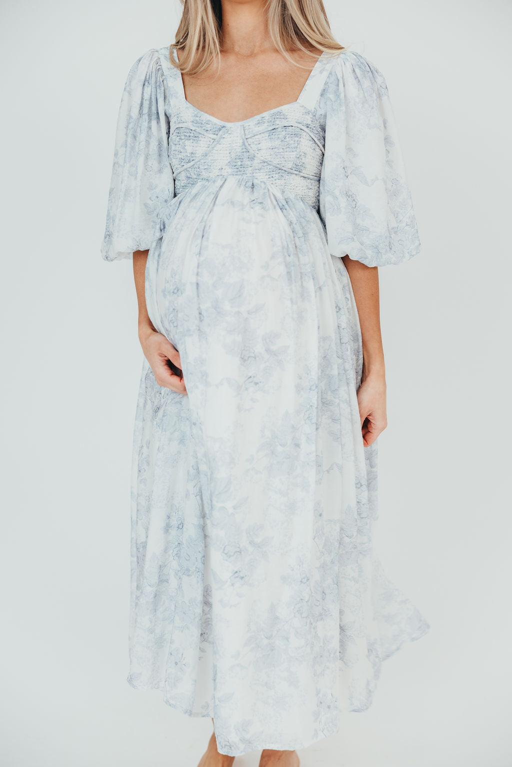 Harlow Maxi Dress in Light Blue Floral - Bump Friendly and Size Inclusive