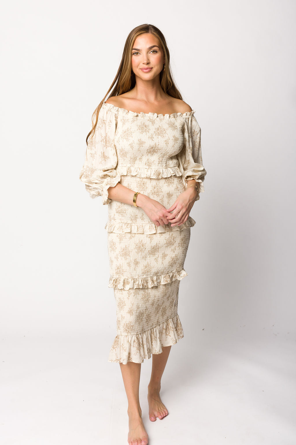 The Chloe Midi Dress in Brown - Bump Friendly