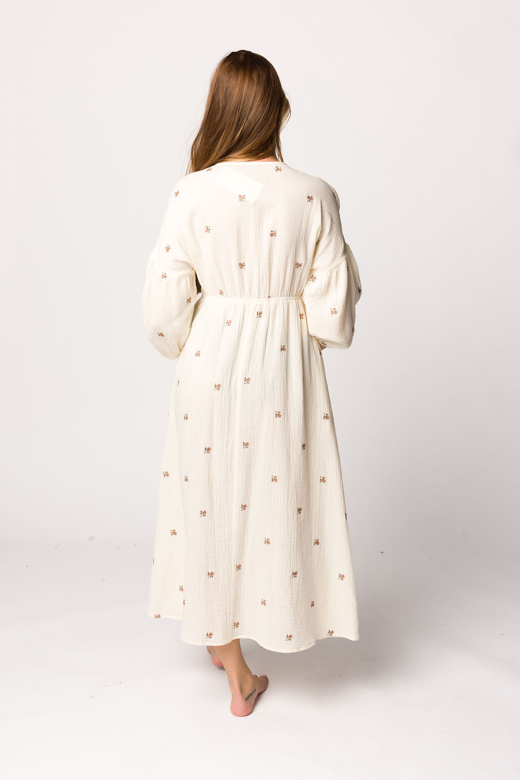 Hunter 100% Cotton Gauze Midi Dress in Soy/Pink Floral - Bump Friendly
