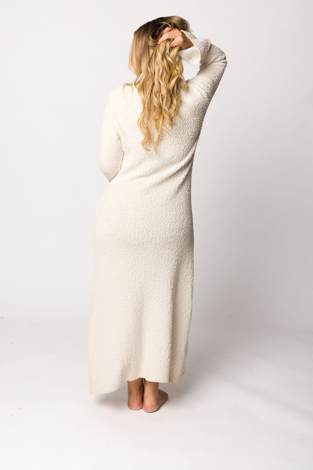 Courtney Boucle Maxi Shirt Dress in Cream- Nursing Friendly