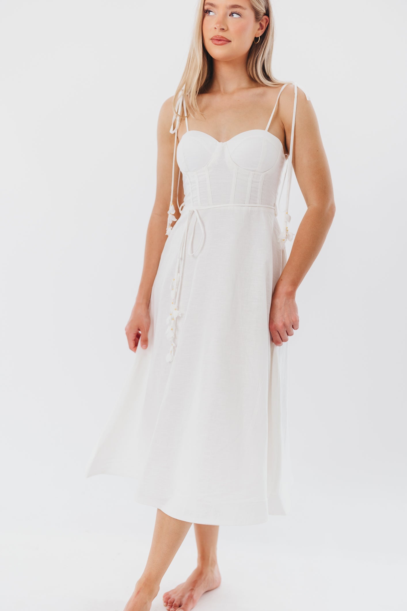 Norma Jean Bustier-Style Midi Dress in White