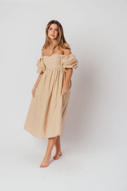 Hamilton Midi Dress in Taupe - Bump Friendly (S-2XL)