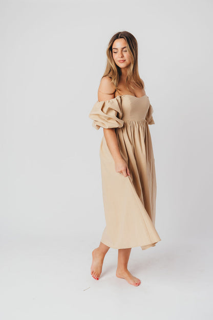 Hamilton Midi Dress in Taupe - Bump Friendly (S-2XL)
