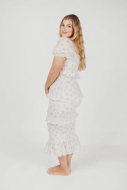 Ada Smocked Dress in Blue Floral- Bump Friendly & Inclusive Sizing (S-3XL)