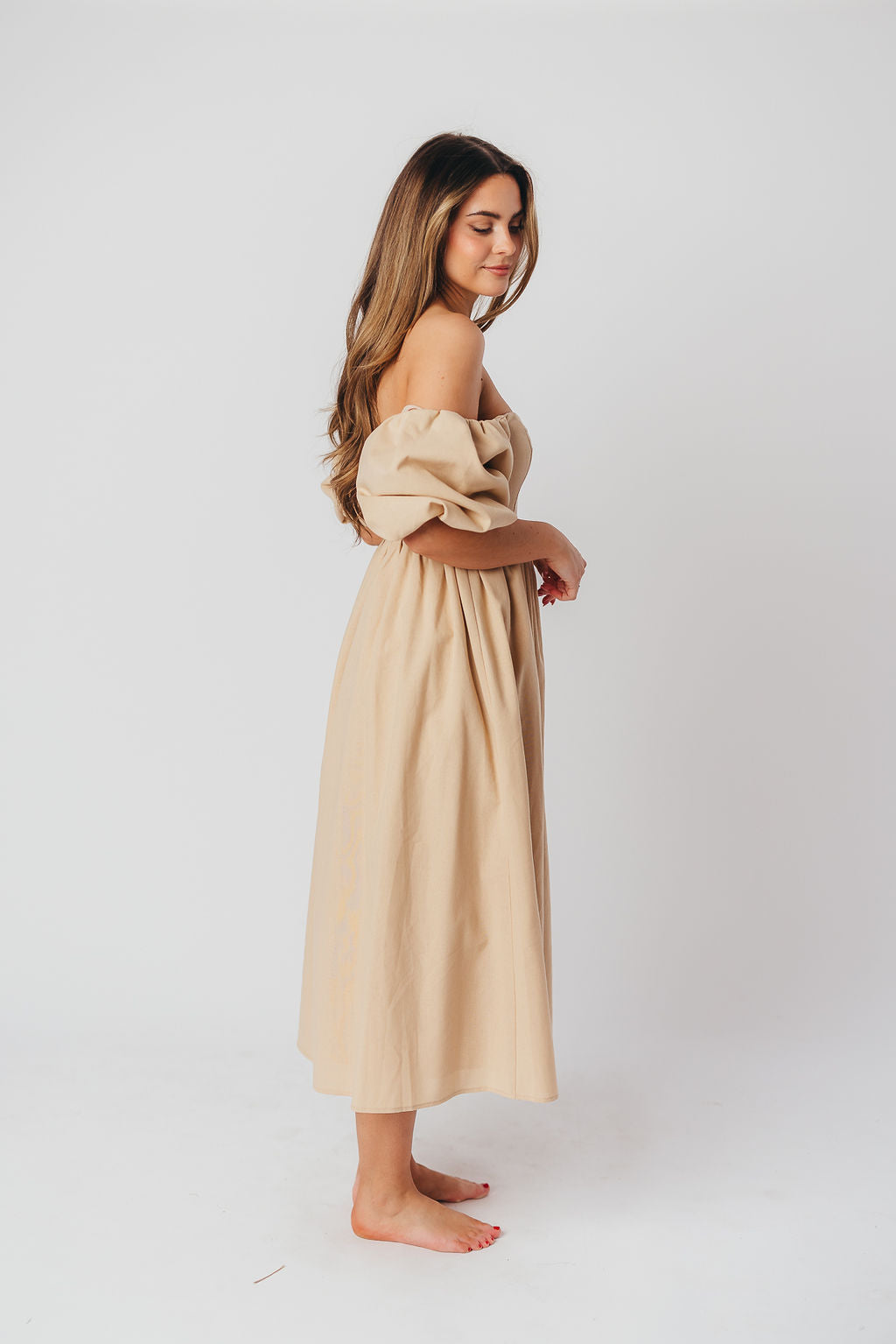 Hamilton Midi Dress in Taupe - Bump Friendly (S-2XL)