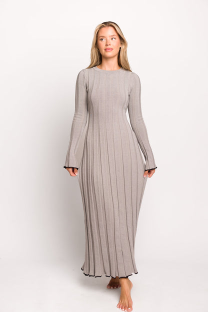 Bentley Maxi Dress in Heather Gray with Black Trim - Bump Friendly