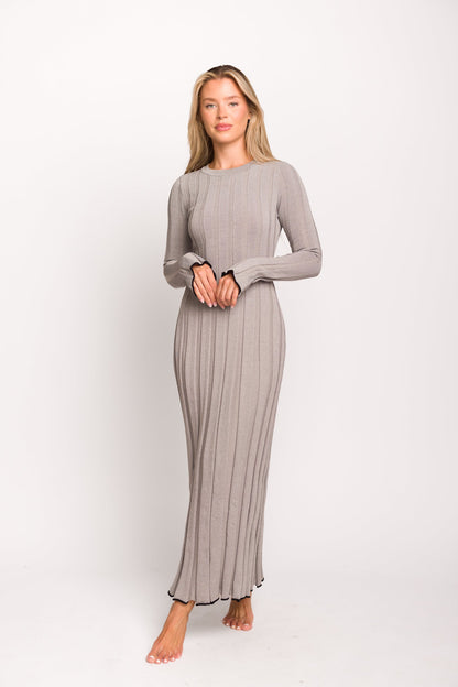 Bentley Maxi Dress in Heather Gray with Black Trim - Bump Friendly