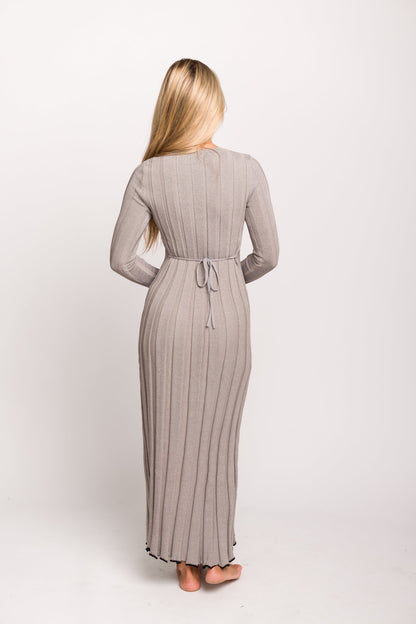 Bentley Maxi Dress in Heather Gray with Black Trim - Bump Friendly