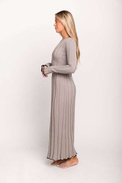 Bentley Maxi Dress in Heather Gray with Black Trim - Bump Friendly