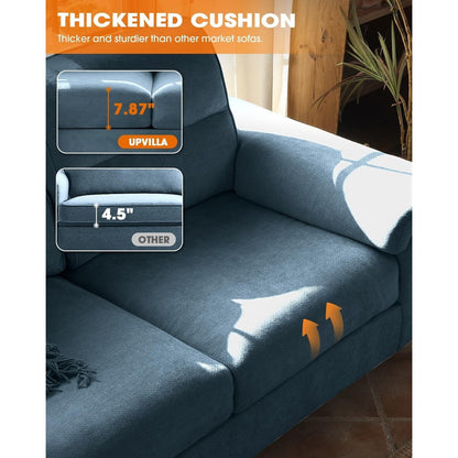 71.25 Chenille Loveseat Sofa - Deep Seat 2-Seater with 8 Cushion, Convertible Armrest & Removable Cover