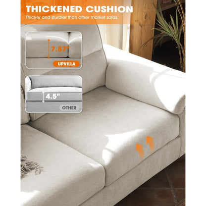 71.25 Chenille Loveseat Sofa - Deep Seat 2-Seater with 8 Cushion, Convertible Armrest & Removable Cover