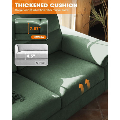 71.25 Chenille Loveseat Sofa - Deep Seat 2-Seater with 8 Cushion, Convertible Armrest & Removable Cover