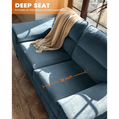71.25 Chenille Loveseat Sofa - Deep Seat 2-Seater with 8 Cushion, Convertible Armrest & Removable Cover