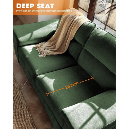 71.25 Chenille Loveseat Sofa - Deep Seat 2-Seater with 8 Cushion, Convertible Armrest & Removable Cover