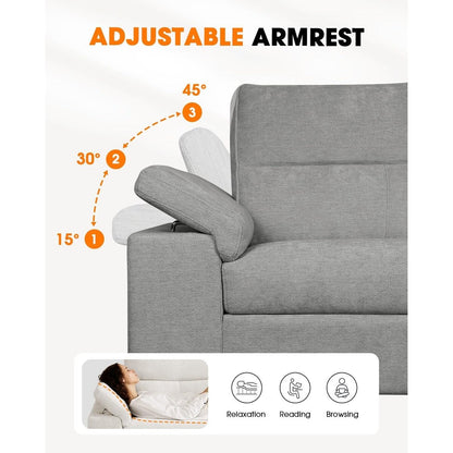 71.25 Chenille Loveseat Sofa - Deep Seat 2-Seater with 8 Cushion, Convertible Armrest & Removable Cover
