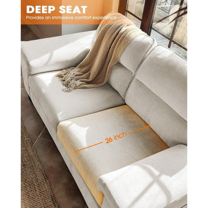 71.25 Chenille Loveseat Sofa - Deep Seat 2-Seater with 8 Cushion, Convertible Armrest & Removable Cover