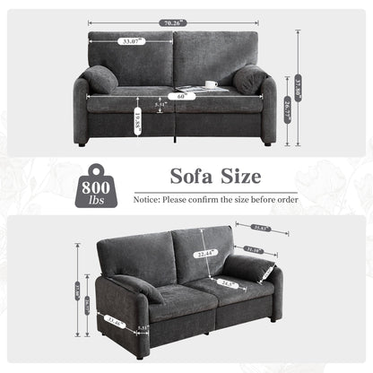 71.28 Chenille 2-Seater Sofa, Cloud-Like Comfort with High-Resilience Sponge, Modern Minimalist Design