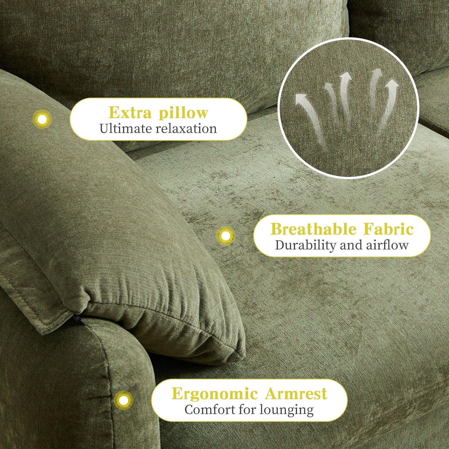 71.28 Chenille 2-Seater Sofa, Cloud-Like Comfort with High-Resilience Sponge, Modern Minimalist Design