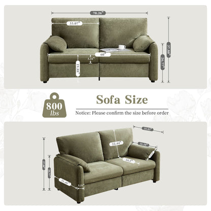 71.28 Chenille 2-Seater Sofa, Cloud-Like Comfort with High-Resilience Sponge, Modern Minimalist Design