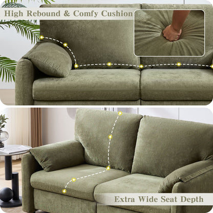 71.28 Chenille 2-Seater Sofa, Cloud-Like Comfort with High-Resilience Sponge, Modern Minimalist Design