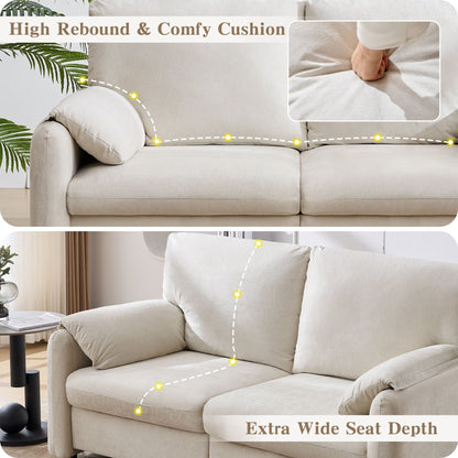 71.28 Chenille 2-Seater Sofa, Cloud-Like Comfort with High-Resilience Sponge, Modern Minimalist Design
