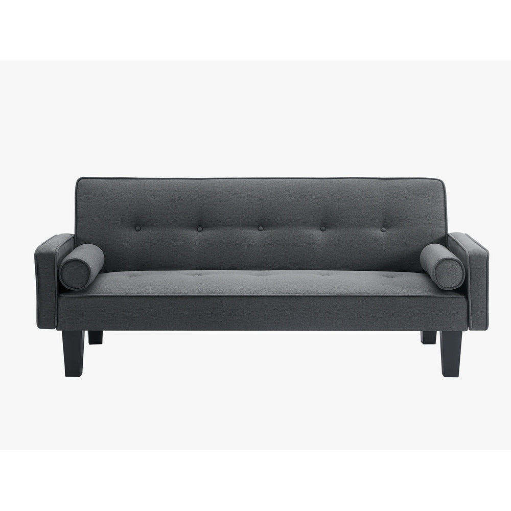 Linen Fabric Modern Convertible Sofa Bed with Removable Armrests