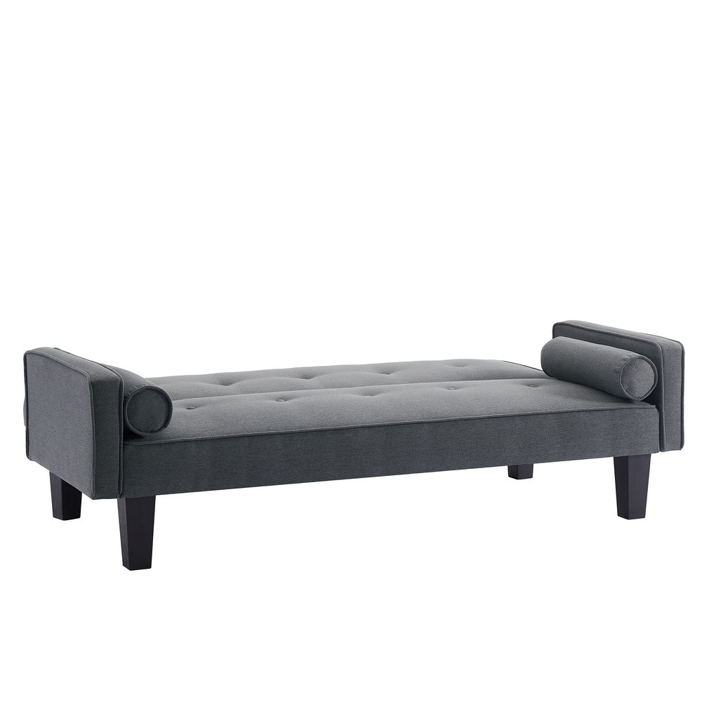 Linen Fabric Modern Convertible Sofa Bed with Removable Armrests