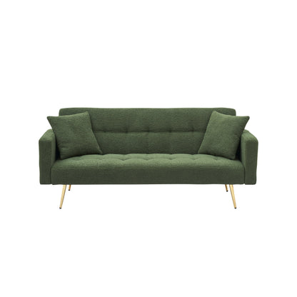 71.7 - Teddy Fleece Sofa Bed, accompanied by two charming throw pillows