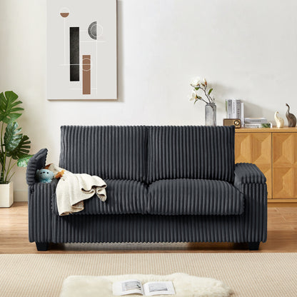 71 Fabric Loveseat Sofa with Square Storage Armrest and USB port for Living Room