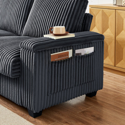 71 Fabric Loveseat Sofa with Square Storage Armrest and USB port for Living Room