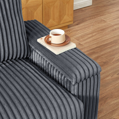 71 Fabric Loveseat Sofa with Square Storage Armrest and USB port for Living Room