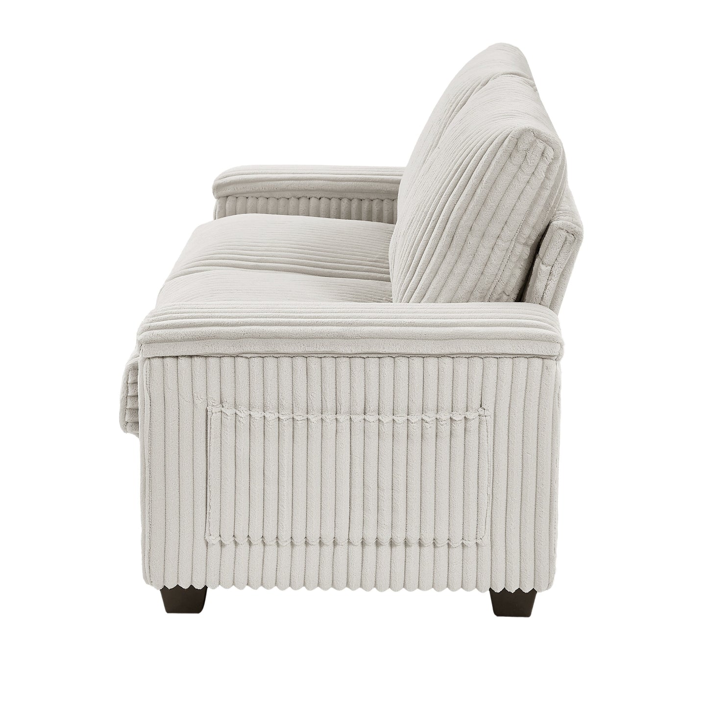 71 Fabric Loveseat Sofa with Square Storage Armrest and USB port for Living Room