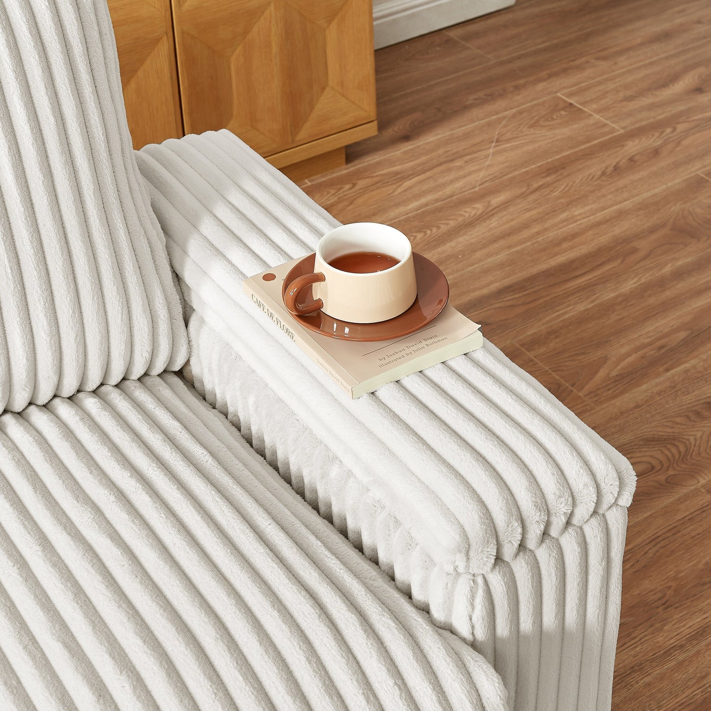 71 Fabric Loveseat Sofa with Square Storage Armrest and USB port for Living Room