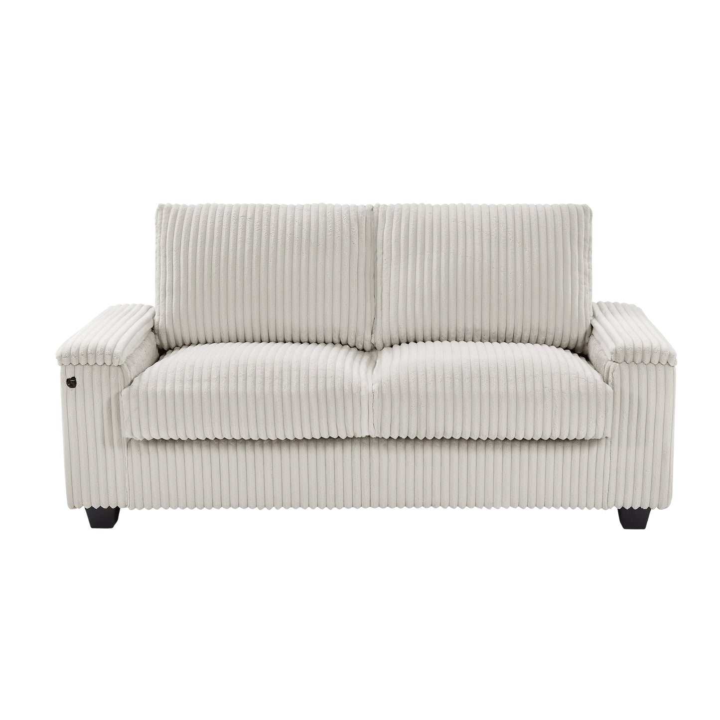 71 Fabric Loveseat Sofa with Square Storage Armrest and USB port for Living Room