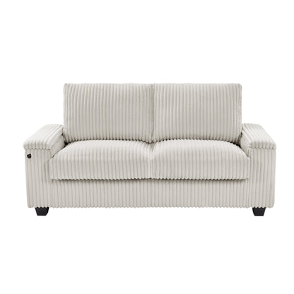 71 Fabric Loveseat Sofa with Square Storage Armrest and USB port for Living Room