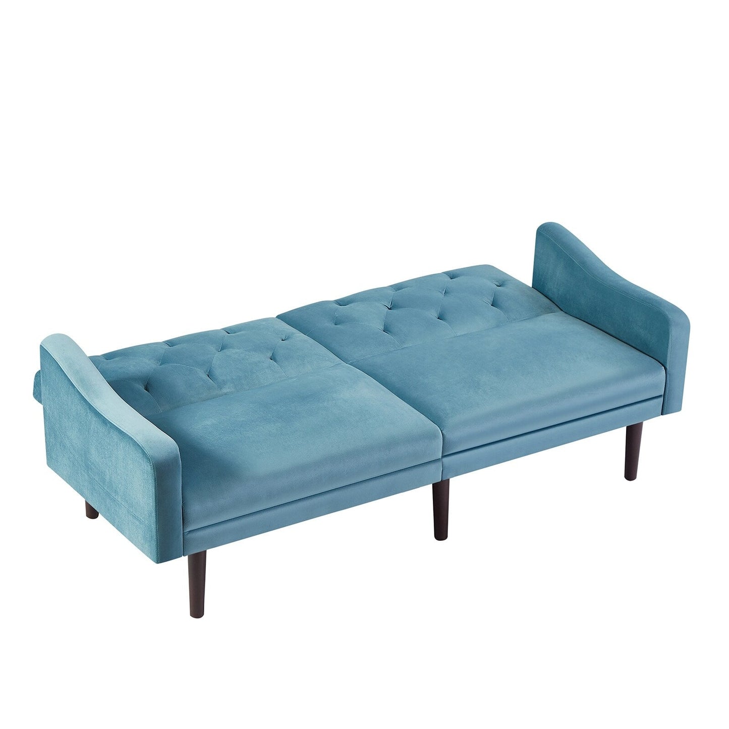 71 Velvet 3-seater Sofa Bed with Two Throw Pillows and Solid Wood Frame for Living Room
