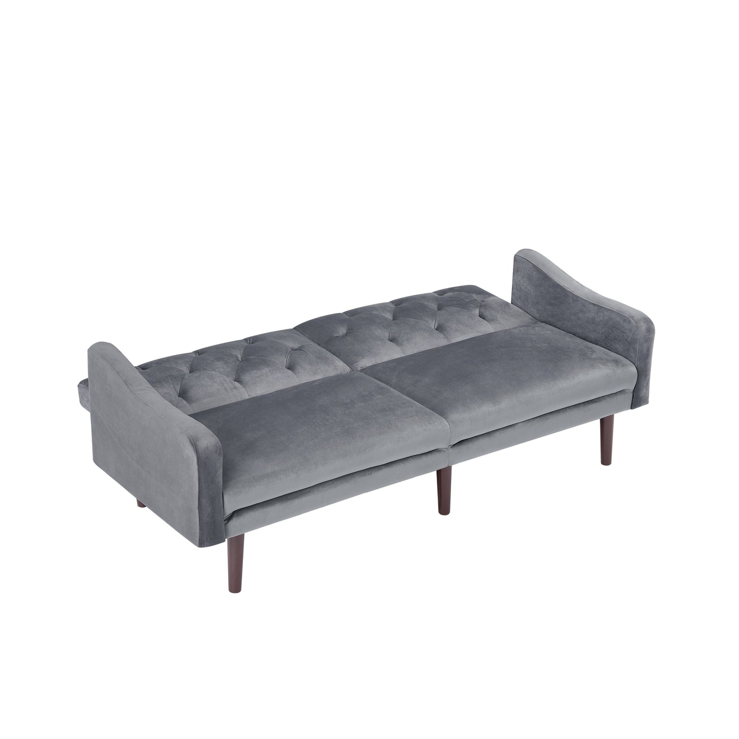 71 Velvet 3-seater Sofa Bed with Two Throw Pillows and Solid Wood Frame for Living Room