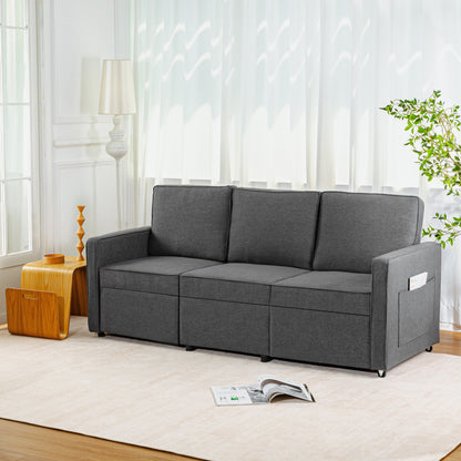 72.64 Linen 3-Seater Sofa with High-Density Sponge Cushions for Living Room,Bedroom