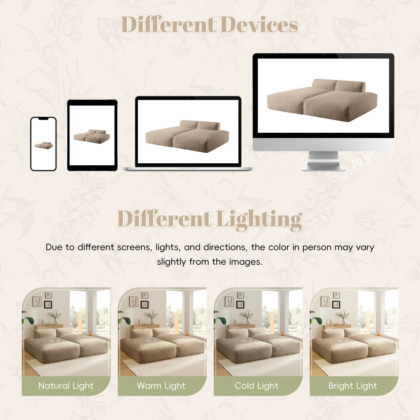72 Oversized Modular Sofa Compressed Spacious Foam-Filled Sofa Bed