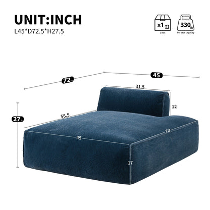 72 Oversized Modular Sofa Compressed Spacious Foam-Filled Sofa Bed
