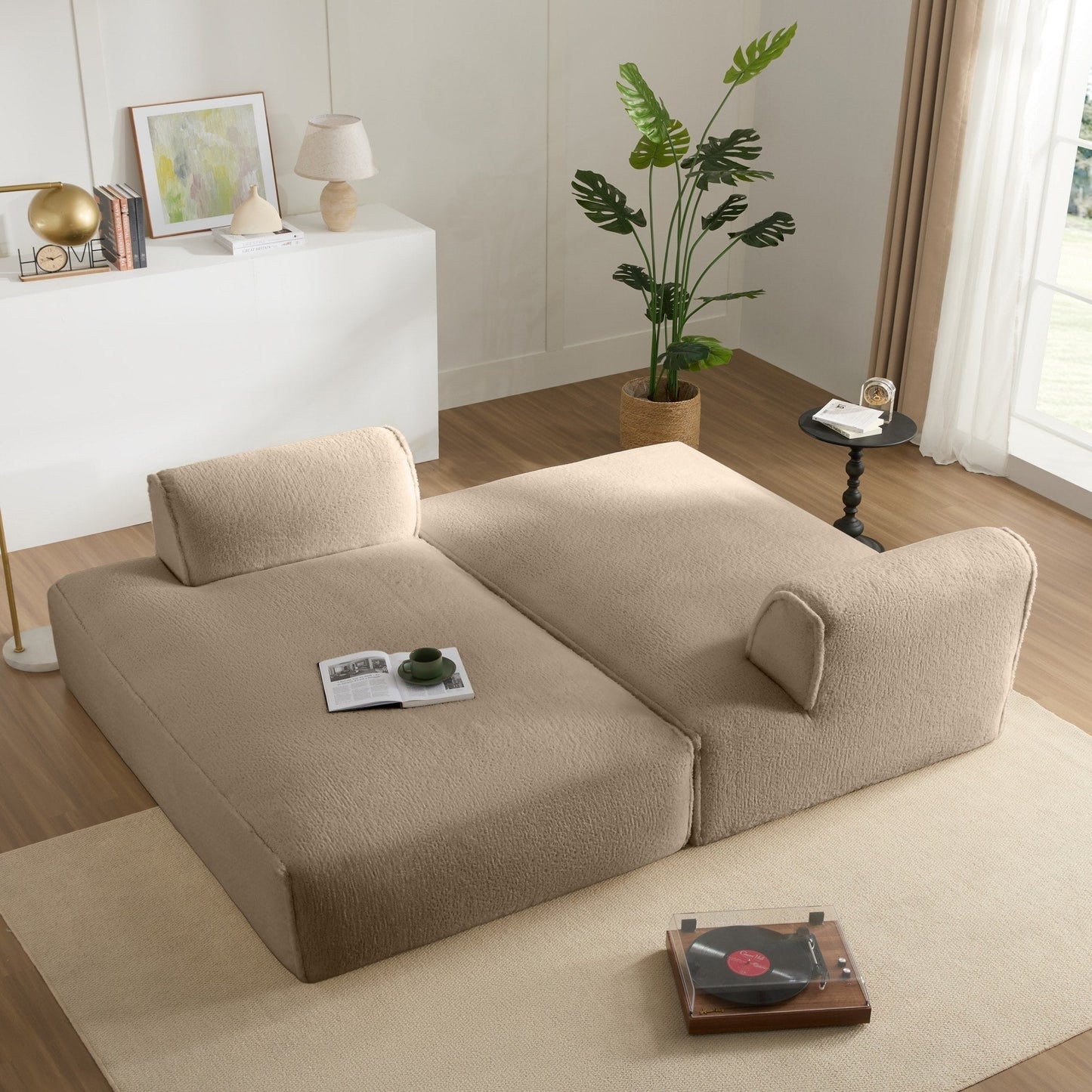 72 Oversized Modular Sofa Compressed Spacious Foam-Filled Sofa Bed