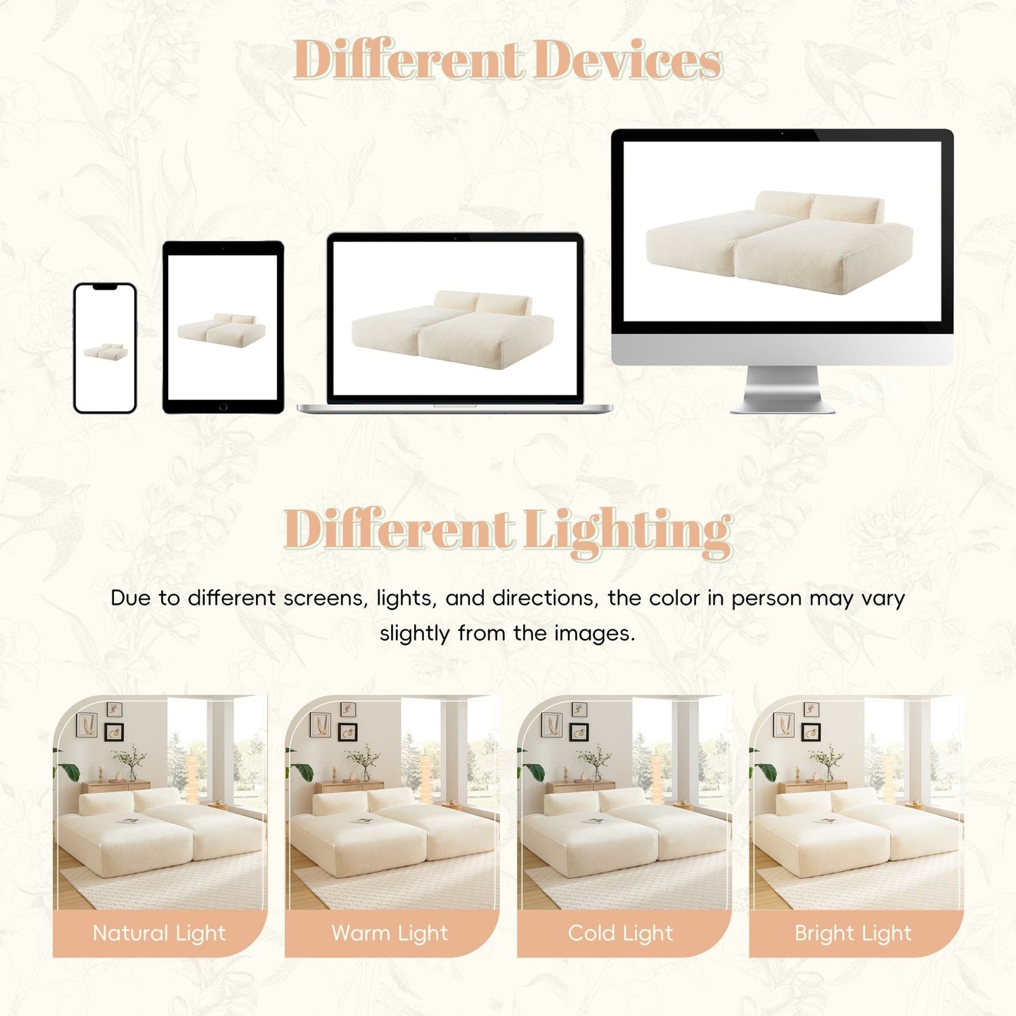 72 Oversized Modular Sofa Compressed Spacious Foam-Filled Sofa Bed