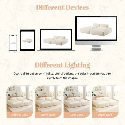 72 Oversized Modular Sofa Compressed Spacious Foam-Filled Sofa Bed