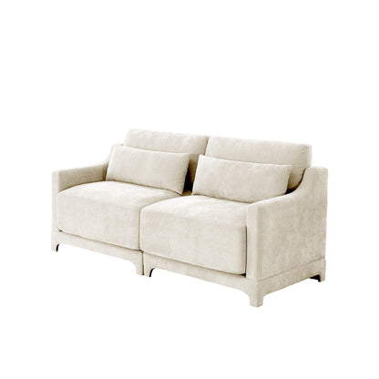 73.2 Chenille 3-Seater Sofa with 2 lumbar pillows for Living Room