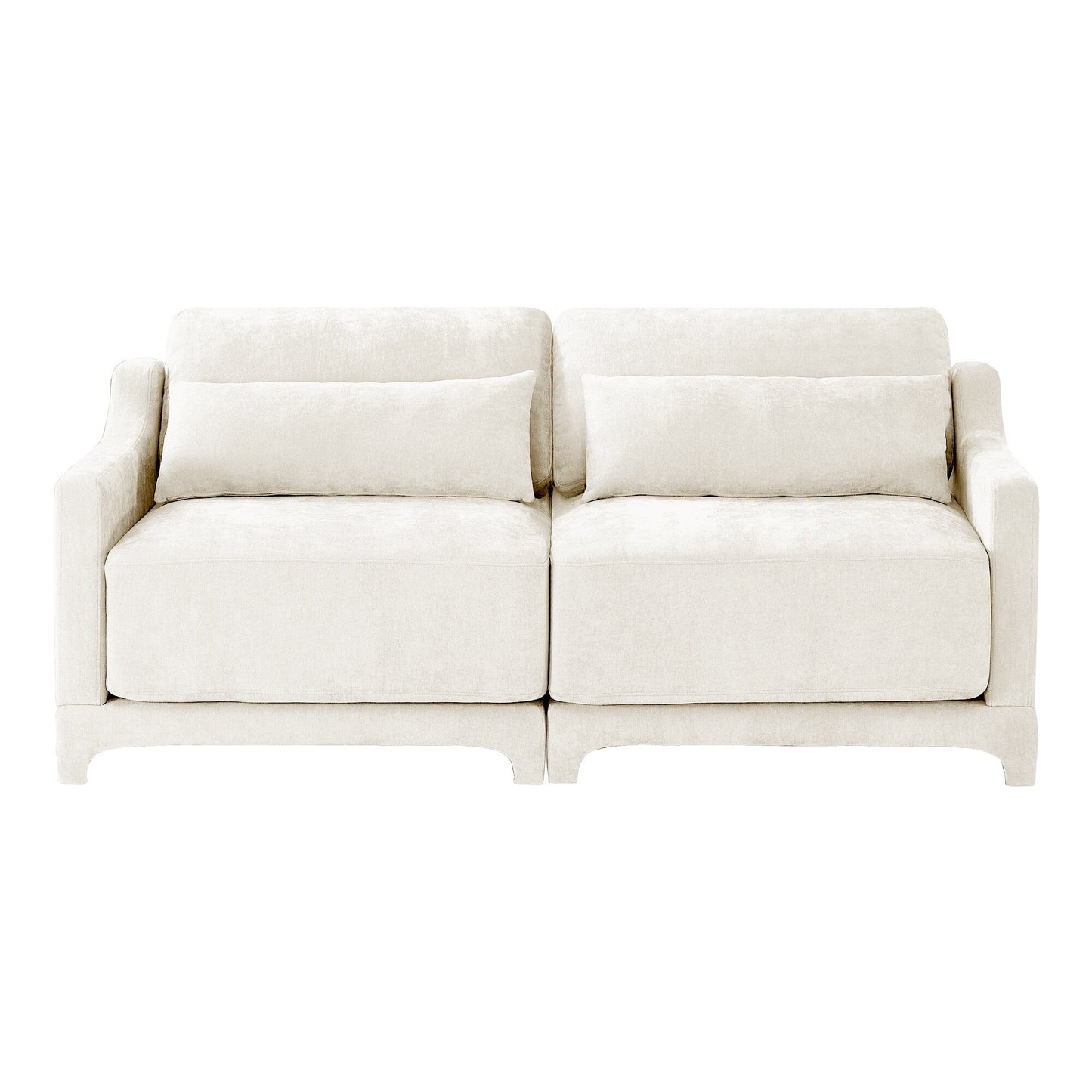 73.2 Chenille 3-Seater Sofa with 2 lumbar pillows for Living Room