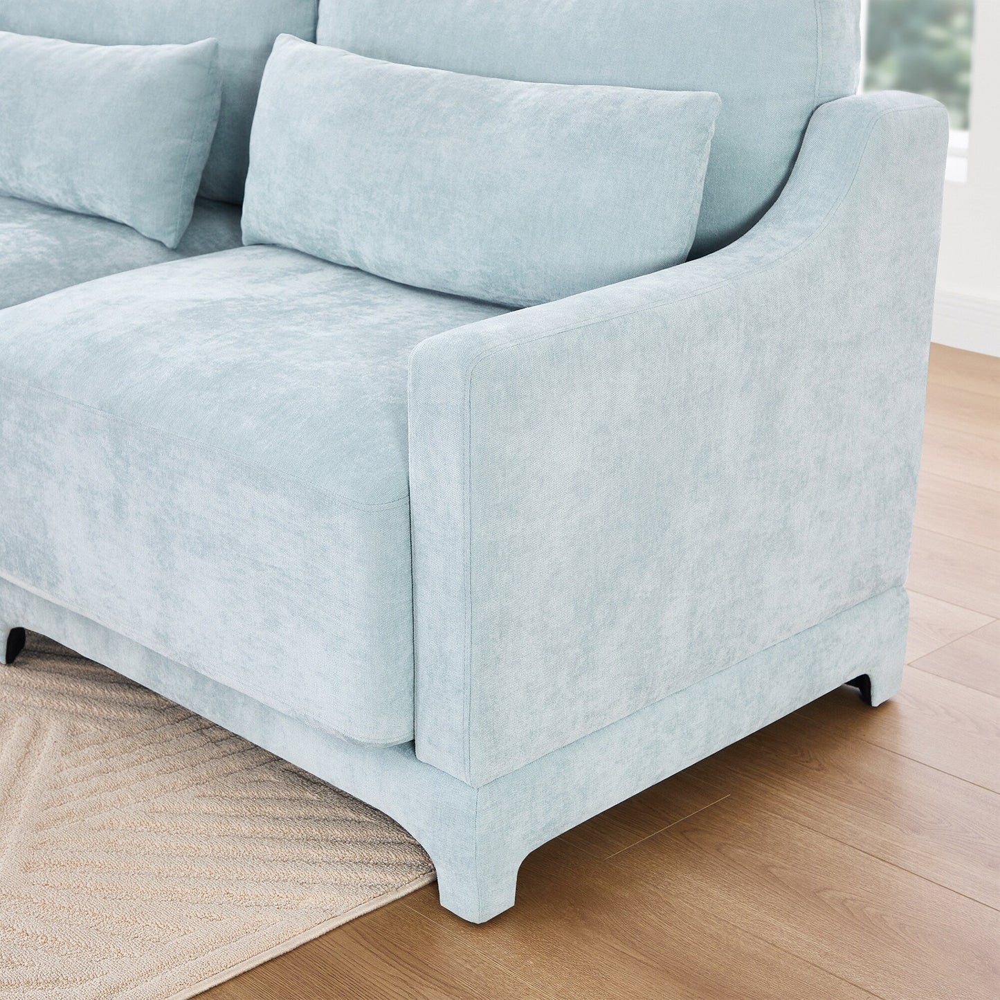 73.2 Chenille 3-Seater Sofa with 2 lumbar pillows for Living Room