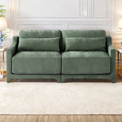 73.2 Chenille 3-Seater Sofa with 2 lumbar pillows for Living Room