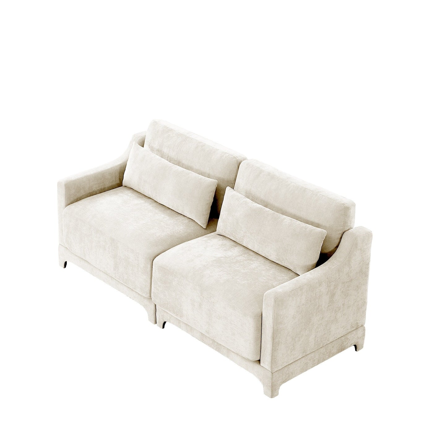 73.2 Chenille 3-Seater Sofa with 2 lumbar pillows for Living Room